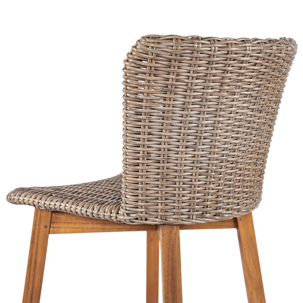 English Elm Christopher Knight Home® - Lymington Outdoor Bar Stool Set of 2 — Durable Acacia & Wicker Craft, Ergonomic 105° Backrest Comfort Light Brown,Teak N775P278094B