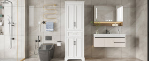 English Elm 70.8" Freestanding Bathroom Vanity with Soft-Close Doors, Adjustable Shelves, Anti-Tip Safety & Sleek Handles N729P335558K
