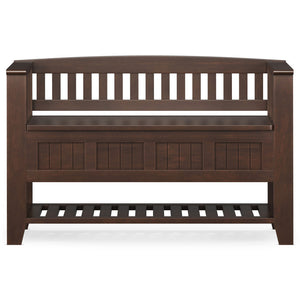 English Elm Acadian Solid Wood Entryway Bench with Lift-Top Storage & Shelf, Brunette Brown Finish, 48" B136P203423