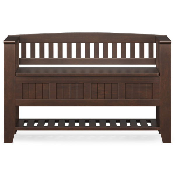 English Elm Acadian Solid Wood Entryway Bench with Lift-Top Storage & Shelf, Brunette Brown Finish, 48" B136P203423