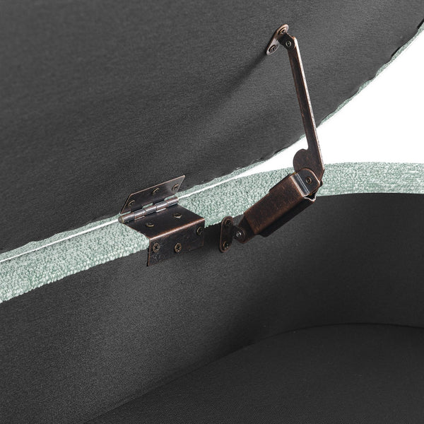 English Elm Ottoman Oval Storage Bench with Rubber Wood Legs, Spacious Upholstered Seat, 250lb Capacity, Stylish Entryway Accent Cyan W487P271396