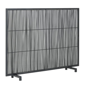 English Elm Willow Iron Fireplace Screen Powder Coated Vertical Bar Grid for Modern Interiors Black N775P386927B