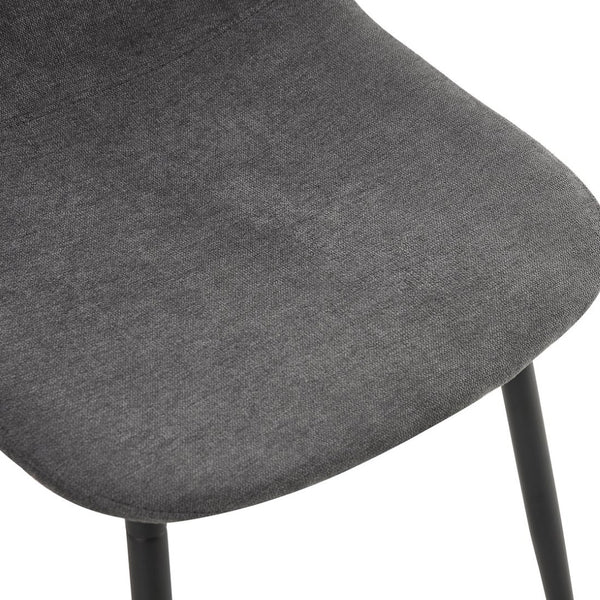 English Elm A Set of 4 Linen Upholstered Dining Chairs with Matte Black Legs for Modern Kitchens W1151P416513