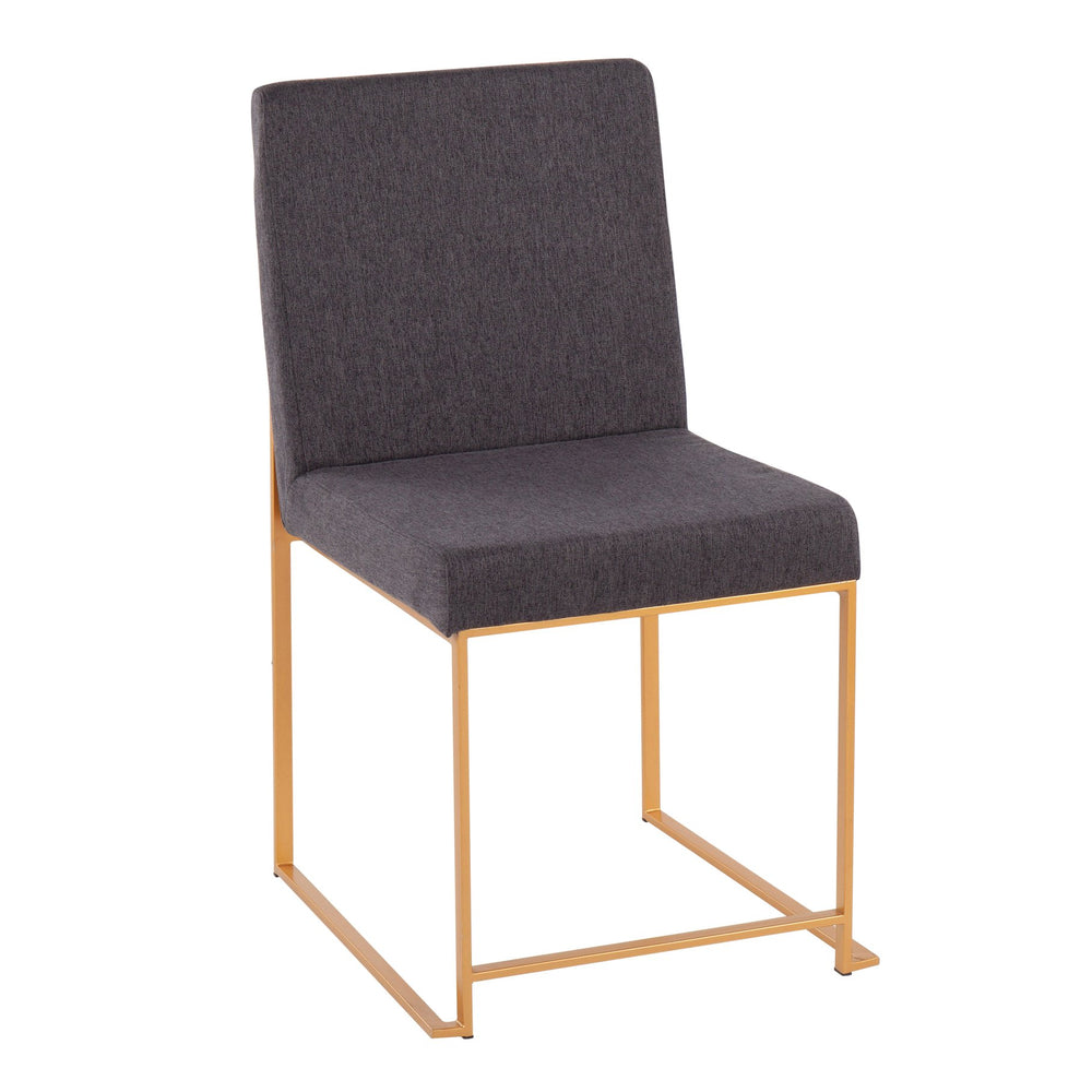 English Elm High Back Fuji Contemporary Dining Chair Set In Charcoal Fabric & Gold Steel - Stylish Comfort! B202P223540