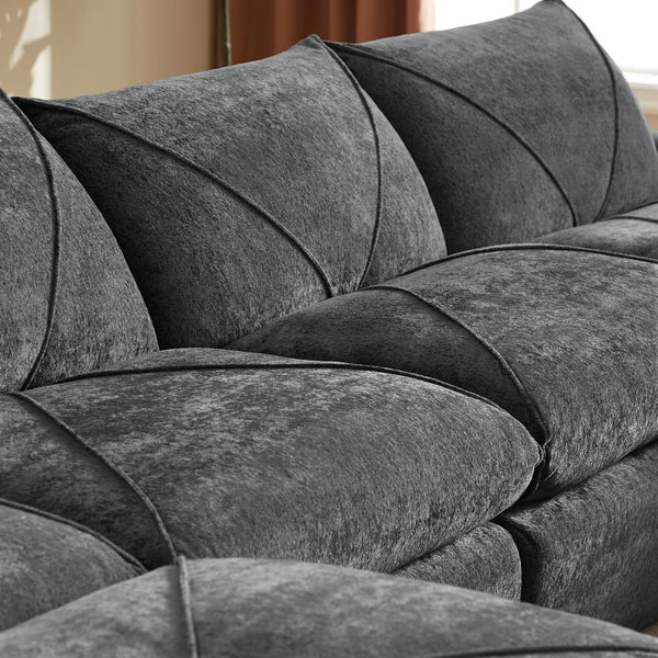 English Elm Modern Chenille Modular Sectional Sofa with Built-in Foot Pedals for Relaxed Living Dark Gray W3396S00075