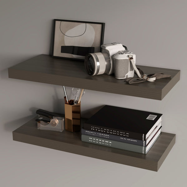 English Elm Smokey Oak Floating Shelf - Rustic Charm & Modern Simplicity For Your Home Décor Display Needs B062P373791-GIGA