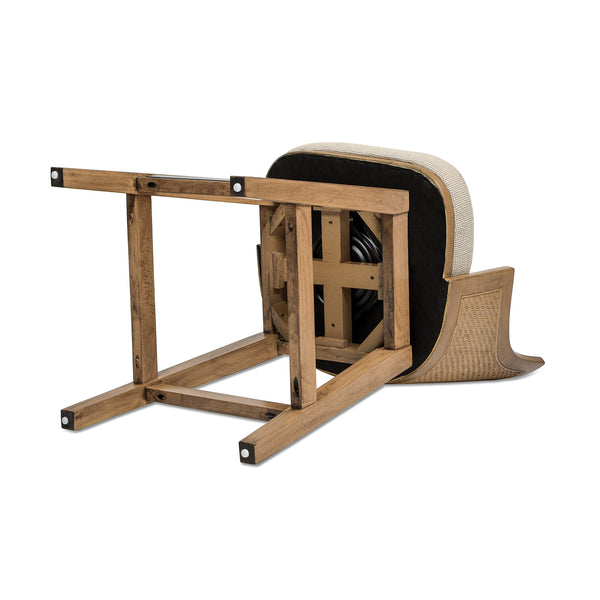 English Elm Jennifer Taylor Home - Bahama 26" Cane Rattan High-Back Swivel Counter Stool – Eco Rubberwood, Handcrafted, Taupe Beige Upholstery B2719P238393