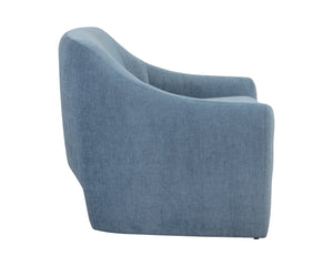 Sunpan NEVAEH Lounge Chair – Plush Mid-Century Elegance in French Blue “Danny Iceberg” Fabric 109586V