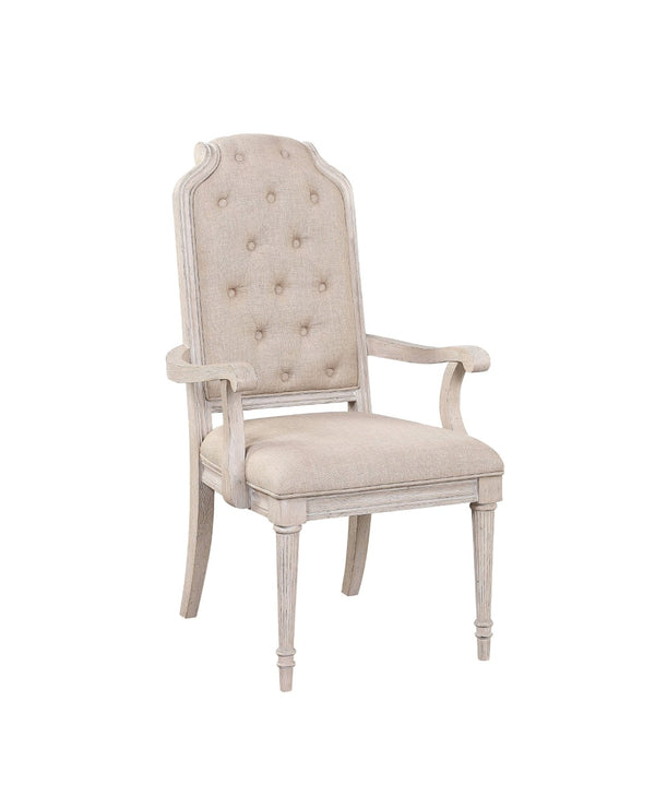 English Elm Wynsor High Back Tufted Arm Chairs Set of Two Rubberwood Antique White Dining B2726P457134