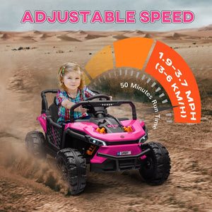English Elm Qaba 12v Dual Motor Kids Ride on Utv Off Road Electric Car with Remote Control Pink W2225P249881