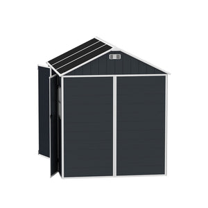 English Elm 8*7ft Outdoor Resin Storage Shed with Double Door Windows and Uv Resistant Floor W1598S00028