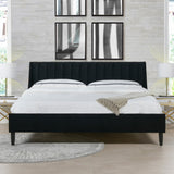 English Elm Aspen Vertical Tufted Headboard Platform Bed Set, King, Anthracite Black Velvet