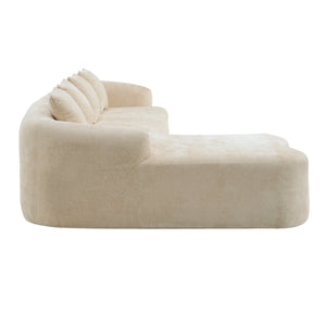 English Elm Full L-Shape Sectional Sofa with Curved Chaise, Modular Chenille Couch, High-Density Comfort for Apartment Living Beige W3612S00004