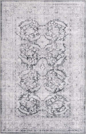 Unique Loom Timeless Thaddeus Machine Made Overdyed Rug Charcoal, Ivory 5' 1" x 8' 0"