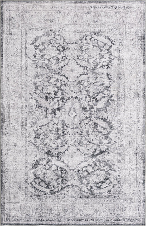 Unique Loom Timeless Thaddeus Machine Made Overdyed Rug Charcoal, Ivory 5' 1" x 8' 0"