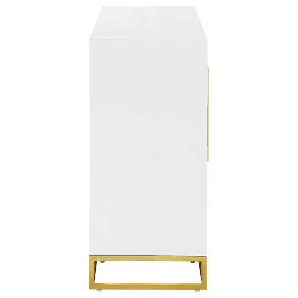 English Elm Synchrony White and Gold Art Deco 2-Door Accent Cabinet with Shelves, Metal Trim, Chic Storage B062P351428