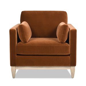English Elm Jennifer Taylor Home - Knox 36" Modern Farmhouse Arm Chair In Burnt Orange Velvet – Cozy Comfort, Stylish Design & Durability B2719P238325