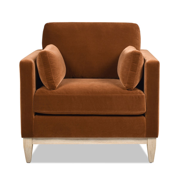 English Elm Jennifer Taylor Home - Knox 36" Modern Farmhouse Arm Chair In Burnt Orange Velvet – Cozy Comfort, Stylish Design & Durability B2719P238325
