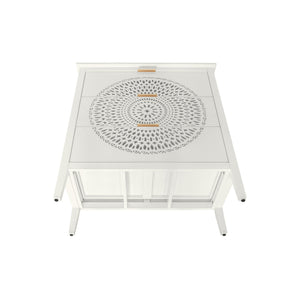 English Elm 3 Drawer Cabinet with Hollow Carved Accents, Solid Pine Feet, Gold Handles & Smooth Metal Slides — Elegant Storage for Entryway Bedroom Living Room Beige W688138992