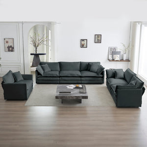English Elm Modern Chenille Sectional Sofa Set – 3-Piece Deep Seat Modular Living Room Set, Oversized Comfort, Gray W714S00982