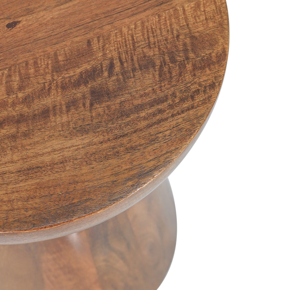 English Elm D14x18" Brown Wooden Pedestal Side Table with Rounded Base, Smooth Top for Chairside, Plant Stand, Nightstand (18H x 14D) W2078P293826