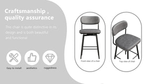 English Elm 360 Swivel Bar Stools Set of 2 Pu Leather Industrial Iron Frame Kitchen Counter W1727P251186