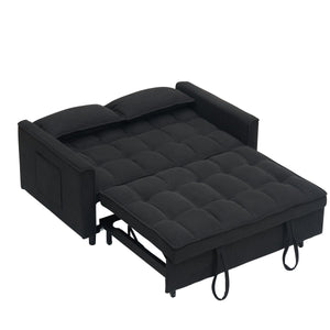 English Elm 54.30 Convertible Sofa Bed Beige Black Pink-Gray Fabric 2-Seater Solid Wood Frame 500lb Capacity PMID W1658P194082
