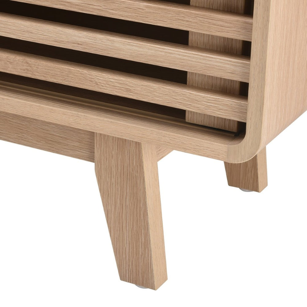 English Elm Tv Stand Mid Century Modern Console with Sliding Door Cabinet Open Shelving Living Room Natural T3623P435367