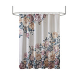 Madison Park Charisma Shabby Chic Cotton Floral Printed Shower Curtain MP70-7696 Ivory