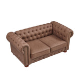 English Elm Classic Chesterfield Sofa Loveseat For Living Room Brown Faux Leather