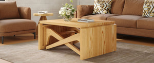 English Elm Transformer Solid Wood Convertible Table Adjustable Height Expandable Top for Small Spaces Natural N735P406282N