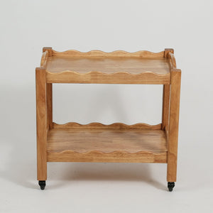 English Elm Solid Rubberwood Two Tier Rolling Table with Locking Casters for Modern Living W3040P455688