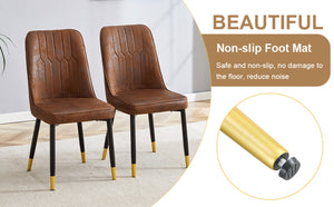 English Elm Table And Chair Set - Modern 67" Wood-Textured Mdf Dining Table With 4 Cozy Brown Suede Chairs W1151S01949-GIGA