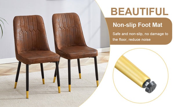 English Elm Table And Chair Set - Modern 67" Wood-Textured Mdf Dining Table With 4 Cozy Brown Suede Chairs W1151S01949-GIGA