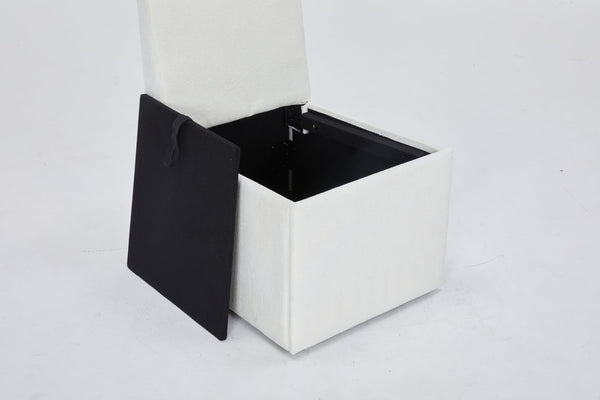 English Elm Linen Armless Dining Chair with Casters and Hidden Seat Storage, Smooth Mobility & Versatile Use Ivory W2069P288875