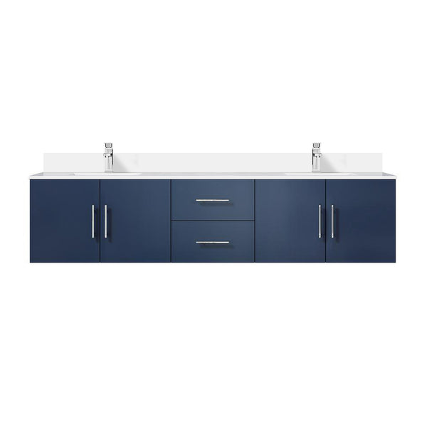 English Elm Navy 80" Double Bath Vanity with Cultured Marble Top, Soft-Close Drawers, Chrome Faucet Set, Durable B2731P258734