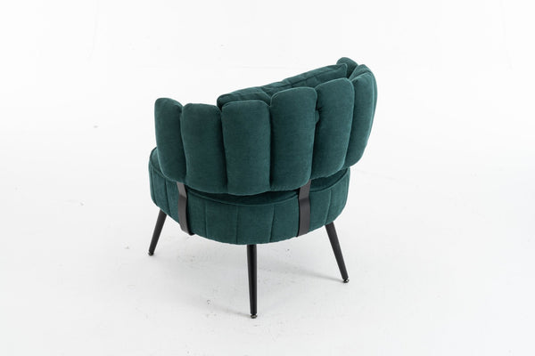 English Elm Decorative Chenille Barrel Tub Chair with Pocket Coil Cushion for Cozy Reading Nooks Green W5188P462020