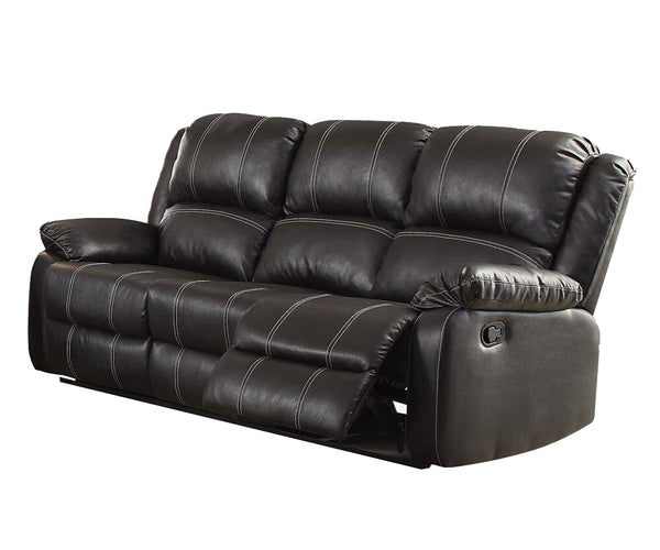English Elm Zuriel Synthetic Leather Recliner Sofa with Pocket Springs, Pillow-Top Arms & Smooth Latch Recline Black 77 L x 31 W x 26 H B2726P253078