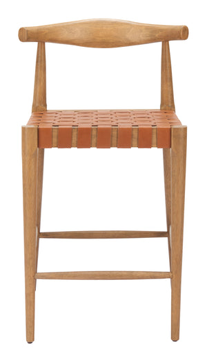 Zuo Modern Bandani Counter Stool Set Of 2 - Elegant Tan Leather Design For Modern Spaces & Hospitality Use Brown 100% Leather,Rubberwood 110698-zuo-modern