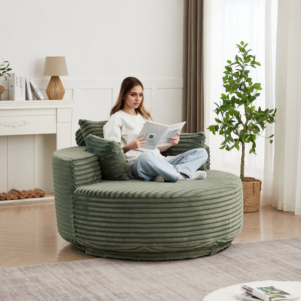 English Elm 55''l 55'l Chenille Foam Swivel Lounge Chair Plush 360 Rotation Modern Seating for Any Room W834S00594