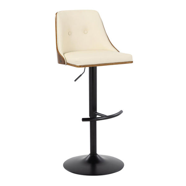 English Elm Gianna Adjustable Barstool Set Of 2 - Mid-Century Modern Style With Swivel, Walnut & Cream Upholstery B202S00885