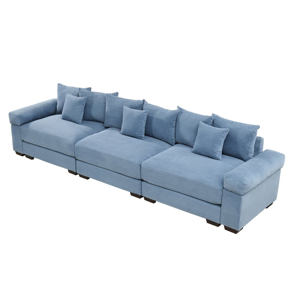 English Elm 130" Oversized Cloud Modular Sectional Couch - Premium Corduroy 3-Seater With Ergonomic Design & Comfort W714S01350