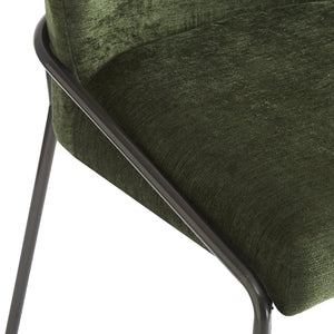 English Elm Modern Curved High Back Dining Chairs with Bronze Iron Frame Linen Upholstery Set of 2 N762P288935F