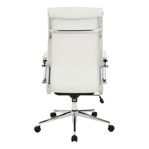 OSP Home Furnishings High Back Ergonomic Manager Chair with Antimicrobial Fabric Chrome Arms and Lumbar Support High Snow 920350C-R101