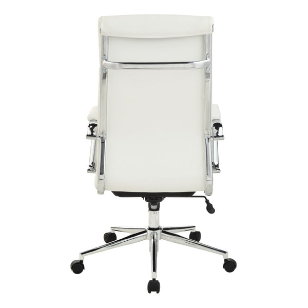 OSP Home Furnishings High Back Ergonomic Manager Chair with Antimicrobial Fabric Chrome Arms and Lumbar Support High Snow 920350C-R101