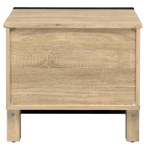 English Elm Oak Rustic Industrial 2-Drawer Nightstand with Elevated 5" Metal Legs, Oak and Black Storage Accent (22.5"W) B062P185668