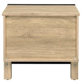 English Elm Oak and Black 2-Drawer Nightstand