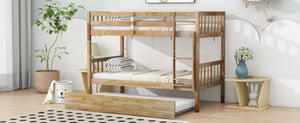 English Elm Twin Over Rubberwood Bunk Bed Convertible with Storage Drawers and Safety Rails White Oak W504S00297