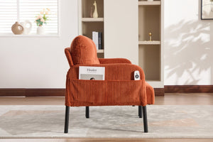 English Elm United We Win Corduroy Loveseat Plush Ergonomic Sofa with Spring Support Metal Legs Orange W1568P410045