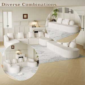 English Elm 111.8-Inch Curved Modular Sofa - Luxurious L-Shaped Design With Lychee-Textured Fabric & Pillows W834S00541